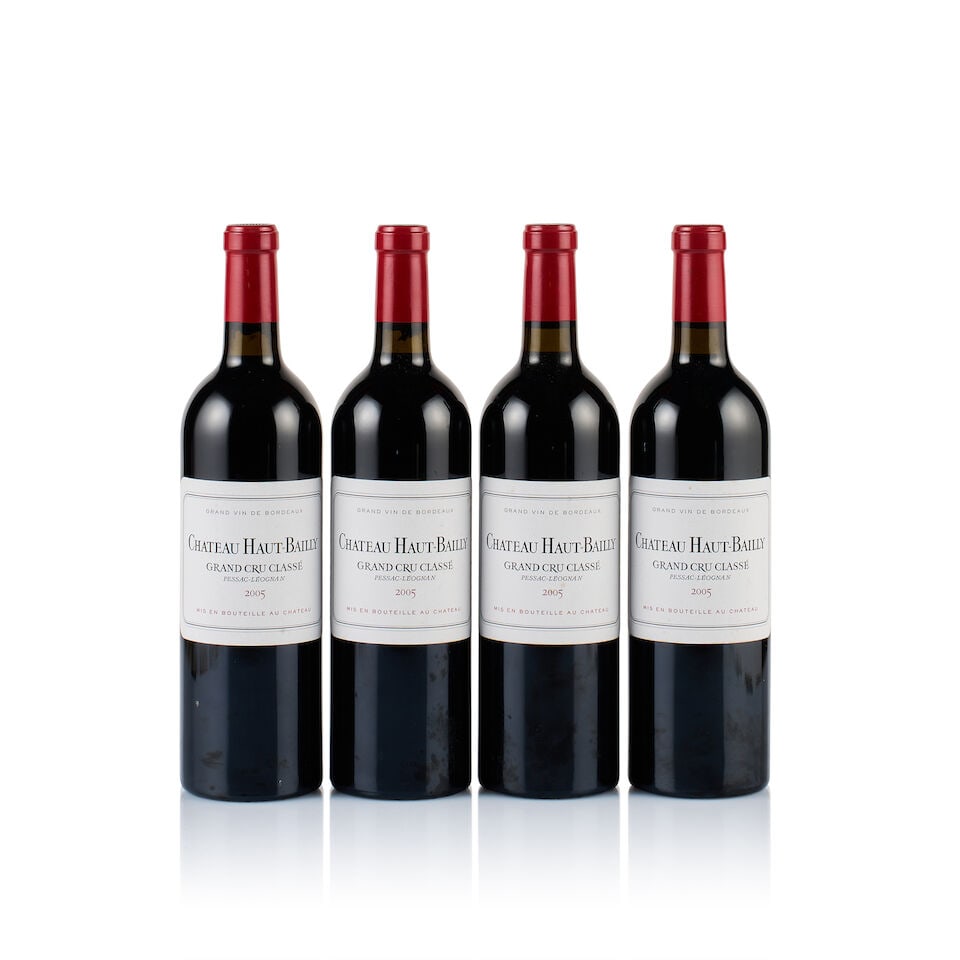 Château Haut-Bailly, Pessac-Léognan, Grand Cru Classé, 2005 (4 x 750ml): Château Haut-Bailly, Pessac-Léognan, Grand Cru Classé, 2005 (4 x 750ml) Region: Bordeaux Fill Level: 4x base of neck Capsule: ok Cork: ok Label: excellent appearance Packaging: neutral 