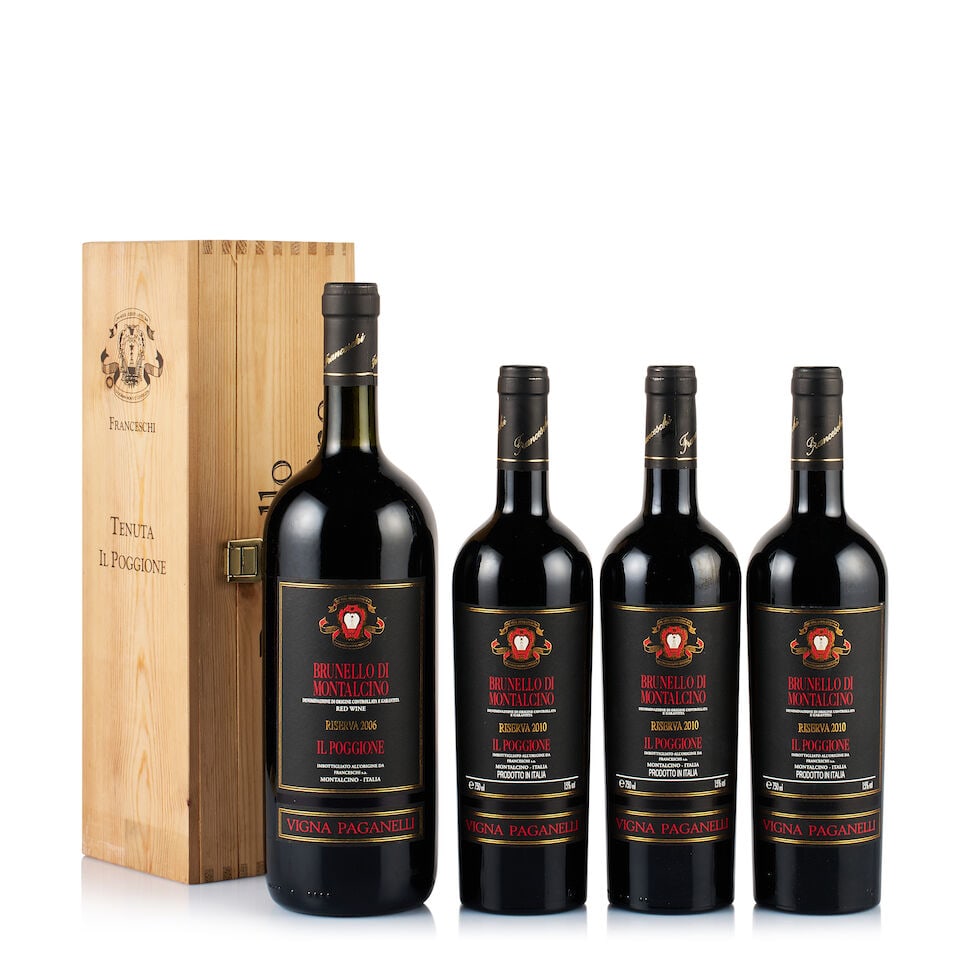 Il Poggione, Brunello di Montalcino, Vigna Paganelli, 2006 & 2010 (3 x 750ml & 1 x Magnum): Il Poggione, Brunello di Montalcino, Vigna Paganelli, 2006 (1 x Magnum) Region: Tuscany Fill Level: base of neck Capsule: ok Cork: very slightly depressed Label: good appearance Packaging: original wo