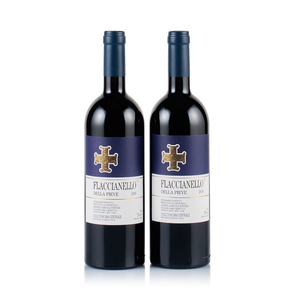 Fontodi, Colli Toscana Centrale, Flaccianello della Pieve, 2018 (2 x 750ml & 1 x Magnum): Fontodi, Colli Toscana Centrale, Flaccianello della Pieve, 2018 (2 x 750ml) Region: Tuscany Fill Level: into neck Capsule: ok Cork: ok Label: excellent appearance Packaging: neutral carton Alcohol Con