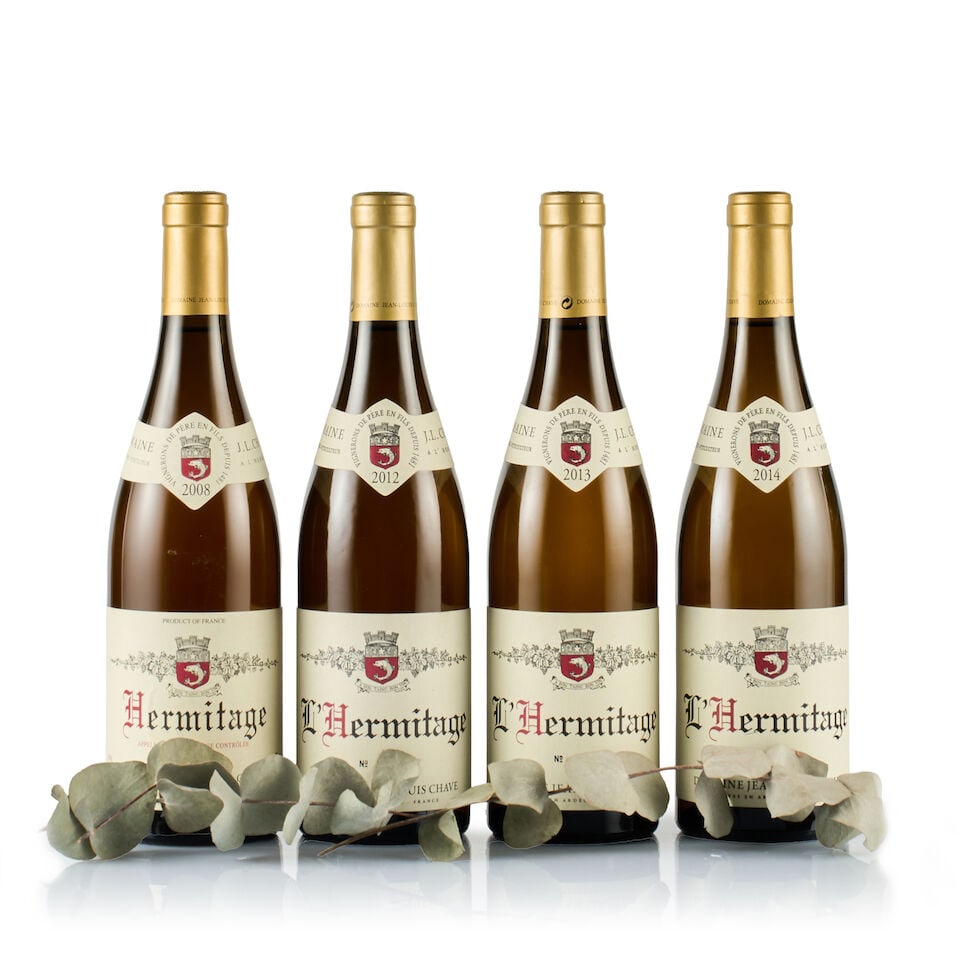 Jean-Louis Chave, Hermitage, White, 2008, 2012, 2013 & 2014 (4 x 750ml): Jean-Louis Chave, Hermitage, White, 2008 (1 x 750ml) Region: Rhône Valley Fill Level: under 0.5cm below base of capsule Capsule: ok Cork: ok Label: good appearance Packaging: neutral carton