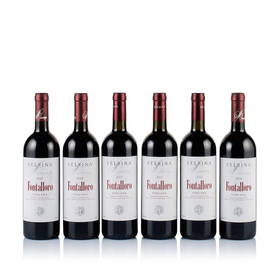 Fattoria di Felsina, Toscana, Fontoro, 2008 & 2012 (6 x 750ml): Fattoria di Felsina, Toscana, Fontoro, 2008 (3 x 750ml) Region: Tuscany Fill Level: 2x into neck, 1x base of neck Capsule: ok Cork: 2x very slightly rising, 1x ok Label: 1x marked, 2x good appearance 