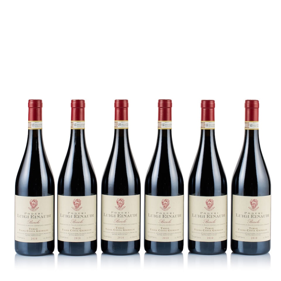 Luigi Einaudi, Barolo, Terlo, Vigna Costa Grimaldi, 2010 (6 x 750ml): Luigi Einaudi, Barolo, Terlo, Vigna Costa Grimaldi, 2010 (6 x 750ml) Region: Piedmont Fill Level: 6x under 1.5cm below base of capsules Capsule: ok Cork: ok Label: good appearance Packaging: original 