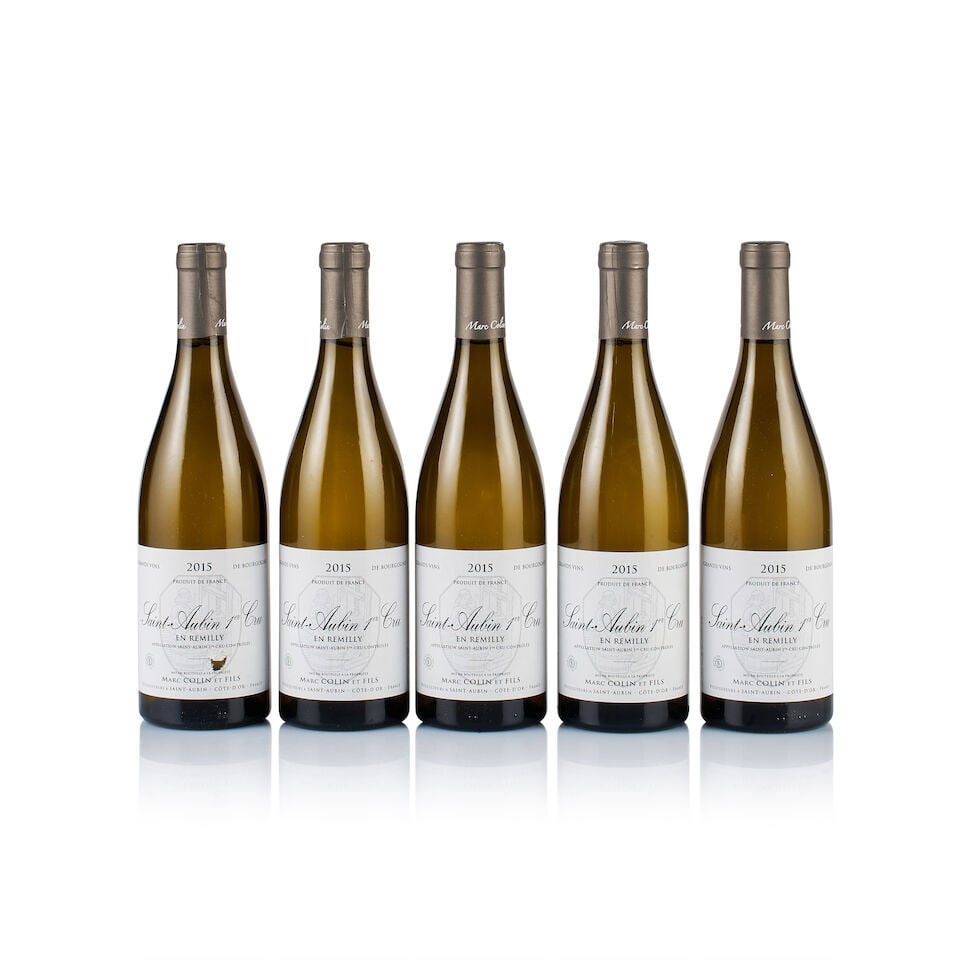 Marc Colin & ses Fils, Saint-Aubin, En Remilly White, 2015 (5 x 750ml): Marc Colin & ses Fils, Saint-Aubin, En Remilly White, 2015 (5 x 750ml) Region: Burgundy Fill Level: good Capsule: ok Cork: ok Label: 1x scratched at the center, 4x good appearance Packaging: neutral c
