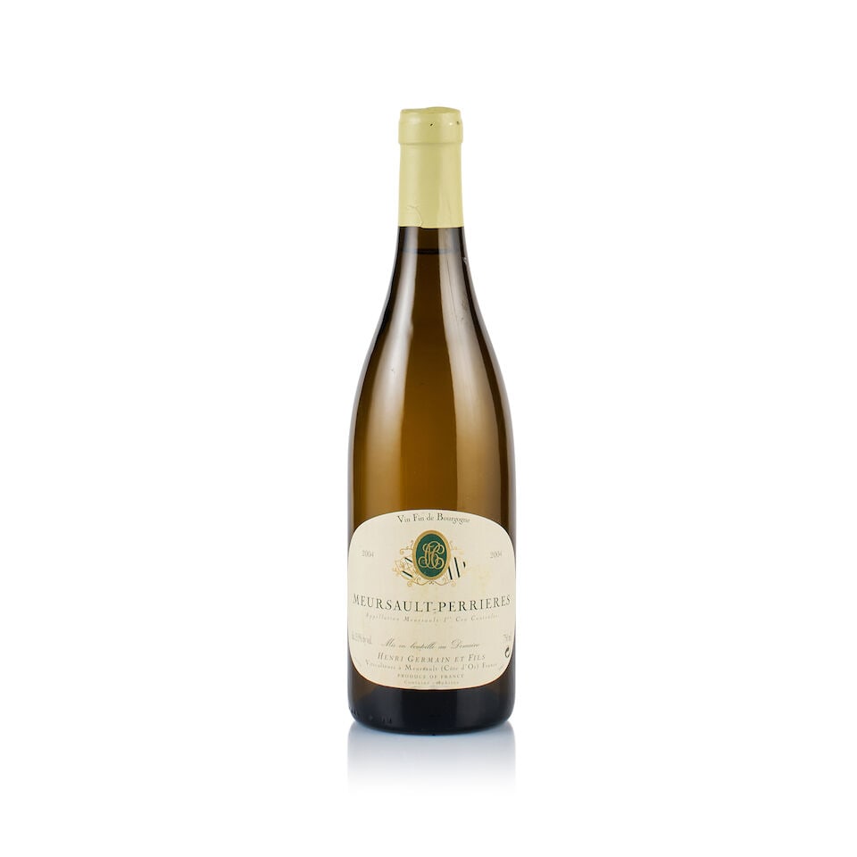 Domaine Henri Germain & Fils, Meursault 1er Cru, Les Perrières, 2004 (1 x 750ml): Domaine Henri Germain & Fils, Meursault 1er Cru, Les Perrières, 2004 (1 x 750ml) Region: Burgundy Fill Level: under 1cm below base of capsule Capsule: ok Cork: raised Label: stained Packaging: ne