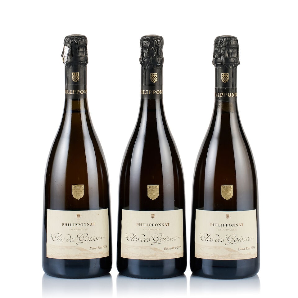 Champagne Philipponnat, Clos des Goisses, Extra-Brut, 2008 (3 x 750ml): Champagne Philipponnat, Clos des Goisses, Extra-Brut, 2008 (3 x 750ml) Region: Champagne Fill Level: excellent Capsule: ok Cork: ok Label: 2x very slightly bin-soiled, 1x bin-soiled and marked Packagi
