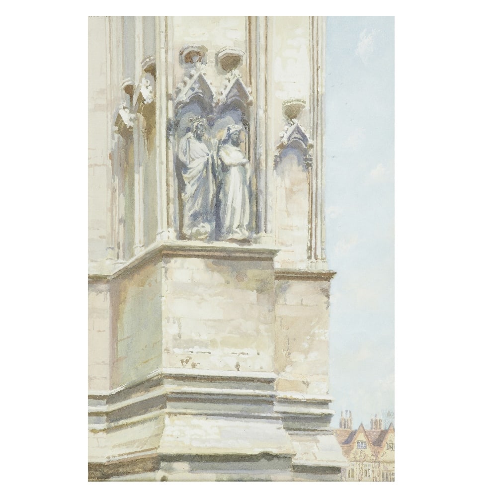 John Henry Lorimer, RSA RSW RWS RP (British, 1856-1936) Stones of Lincoln, Kind Edward I and Que...: John Henry Lorimer, RSA RSW RWS RP (British, 1856-1936) Stones of Lincoln, Kind Edward I and Queen Eleanor signed 'J. H. Lorimer' (upper left) watercolour and gouache 52 x 35cm (20 1/2 x 13 3/4in).