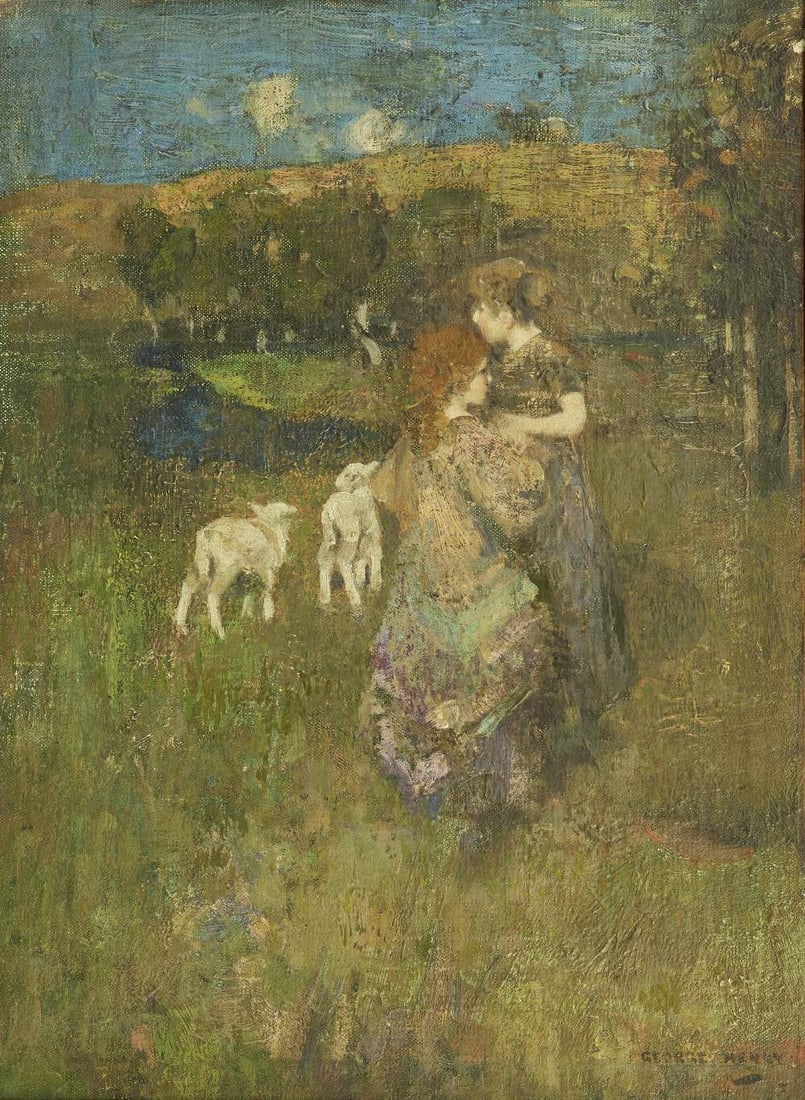 George Henry RA RSA RSW (British, 1858-1943) Springtime: George Henry RA RSA RSW (British, 1858-1943) Springtime signed 'GEORGE HENRY' (lower right) oil on canvas laid to panel 55 x 40.5cm (21 5/8 x 15 15/16in). Footnotes: Please note this lot is
