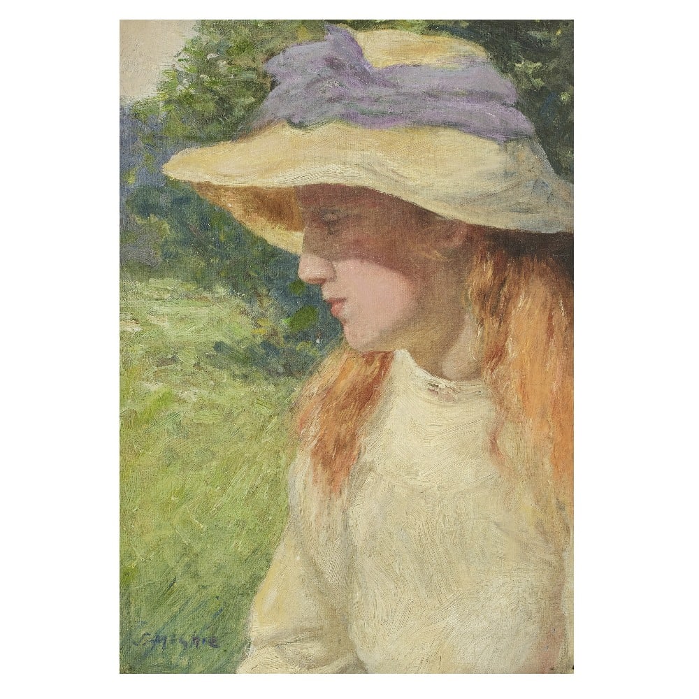 John McGhie (British, 1867-1952) Study of a young girl: John McGhie (British, 1867-1952) Study of a young girl signed 'J McGhie' (lower left) oil on canvas 35.6 x 25.4cm (14 x 10in). Footnotes: Provenance The artist; thence by descent