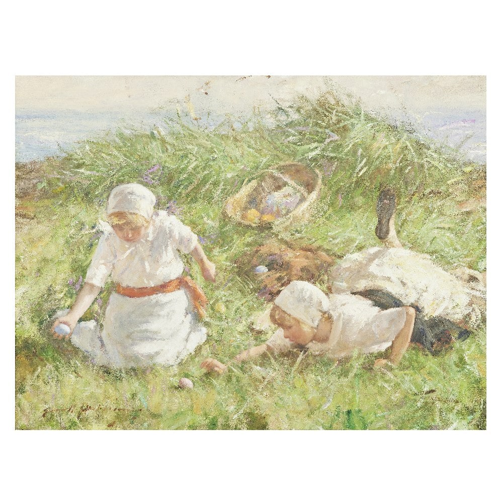 Robert Gemmell Hutchison RSA RBA ROI RSW (British, 1855-1936) Rolling Easter Eggs (1 of 1)