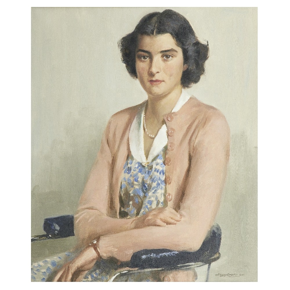 Stanley Cursiter CBE RSA RSW (British, 1887-1976) Dr Jennifer Rae Gilchrist: Stanley Cursiter CBE RSA RSW (British, 1887-1976) Dr Jennifer Rae Gilchrist signed and dated 'Stanley Cursiter 1951' (lower right) oil on canvas 76 x 63.5cm (29 15/16 x 25in). Footnotes: