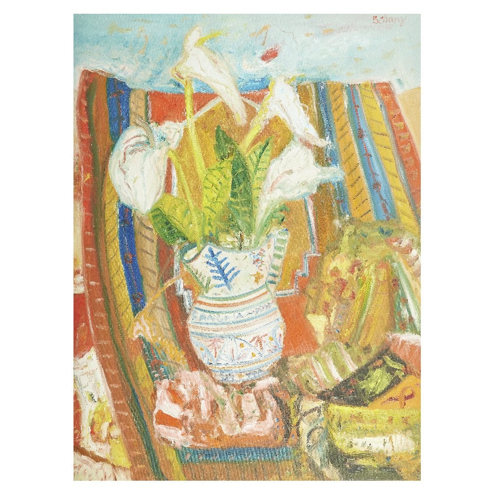 John Bellany CBE RA HRSA LLD(Lon) (British, 1942-2013) Flowers (peace lily) (unframed): John Bellany CBE RA HRSA LLD(Lon) (British, 1942-2013) Flowers (peace lily) signed 'Bellany' (upper right) and titled and dated 'FLOWERS/06 May' (verso) oil on canvas 121.5 x 91cm (47 13/16 x 35 13/16