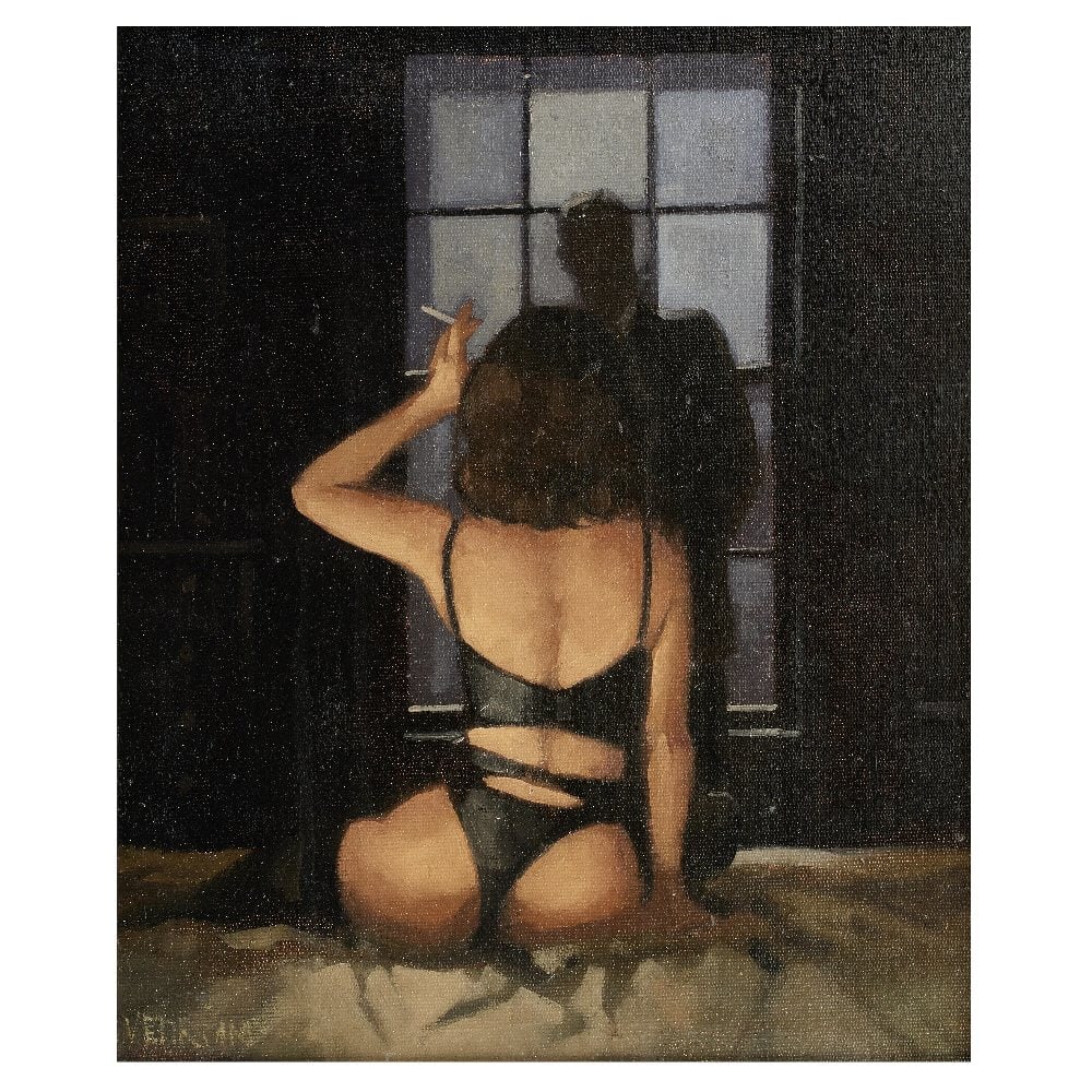 Jack Vettriano OBE Hon LLD (British, 1951-2025) Around Midnight (Study) (Painted in 1996): Jack Vettriano OBE Hon LLD (British, 1951-2025) Around Midnight (Study) signed 'VETRRIANO' (lower left), further signed and titled 'AROUND MIDNIGHT/Jack Vettriano' (verso) oil on canvasboard 30.5 x 25