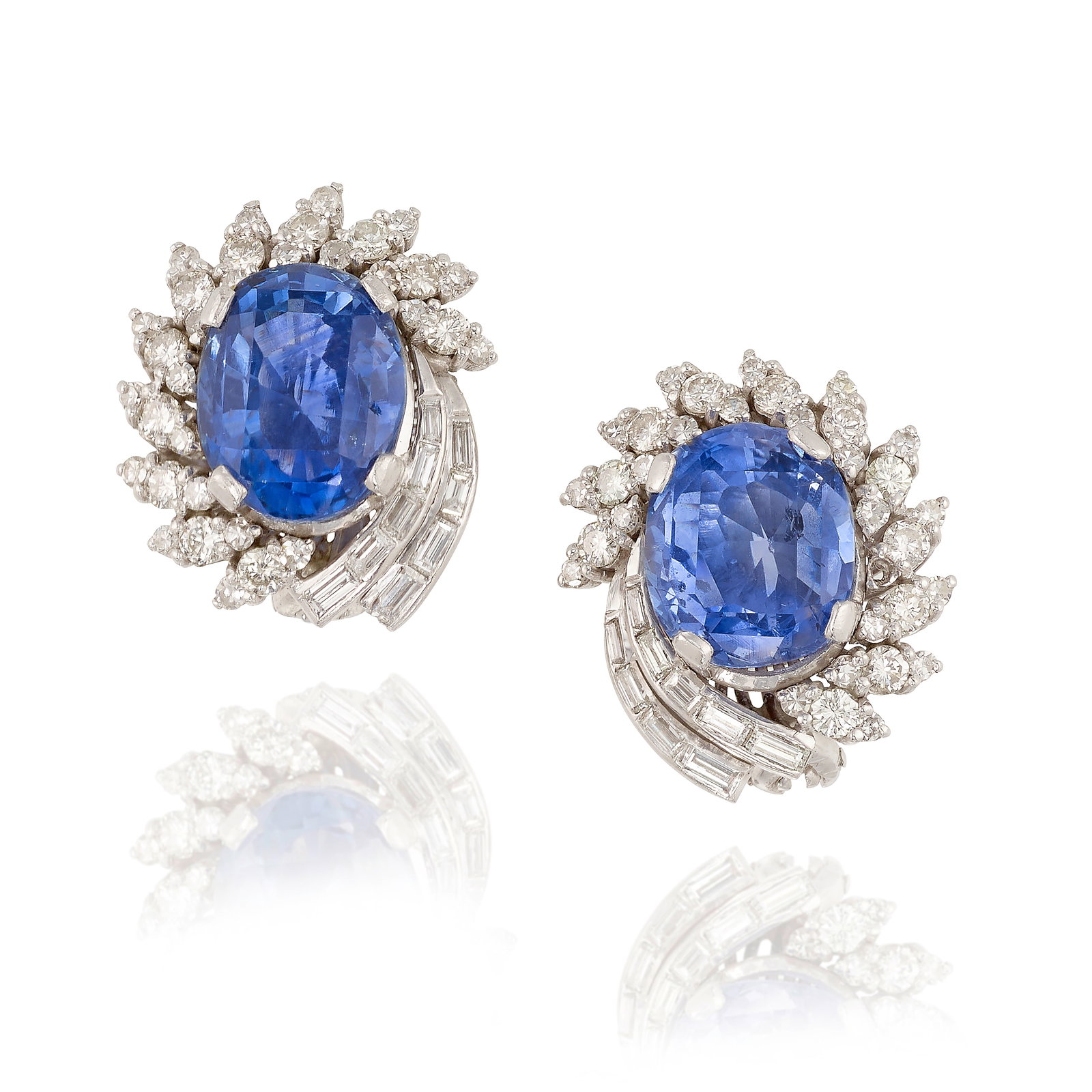 A PAIR OF SAPPHIRE AND DIAMOND EARRINGS (1 of 1)
