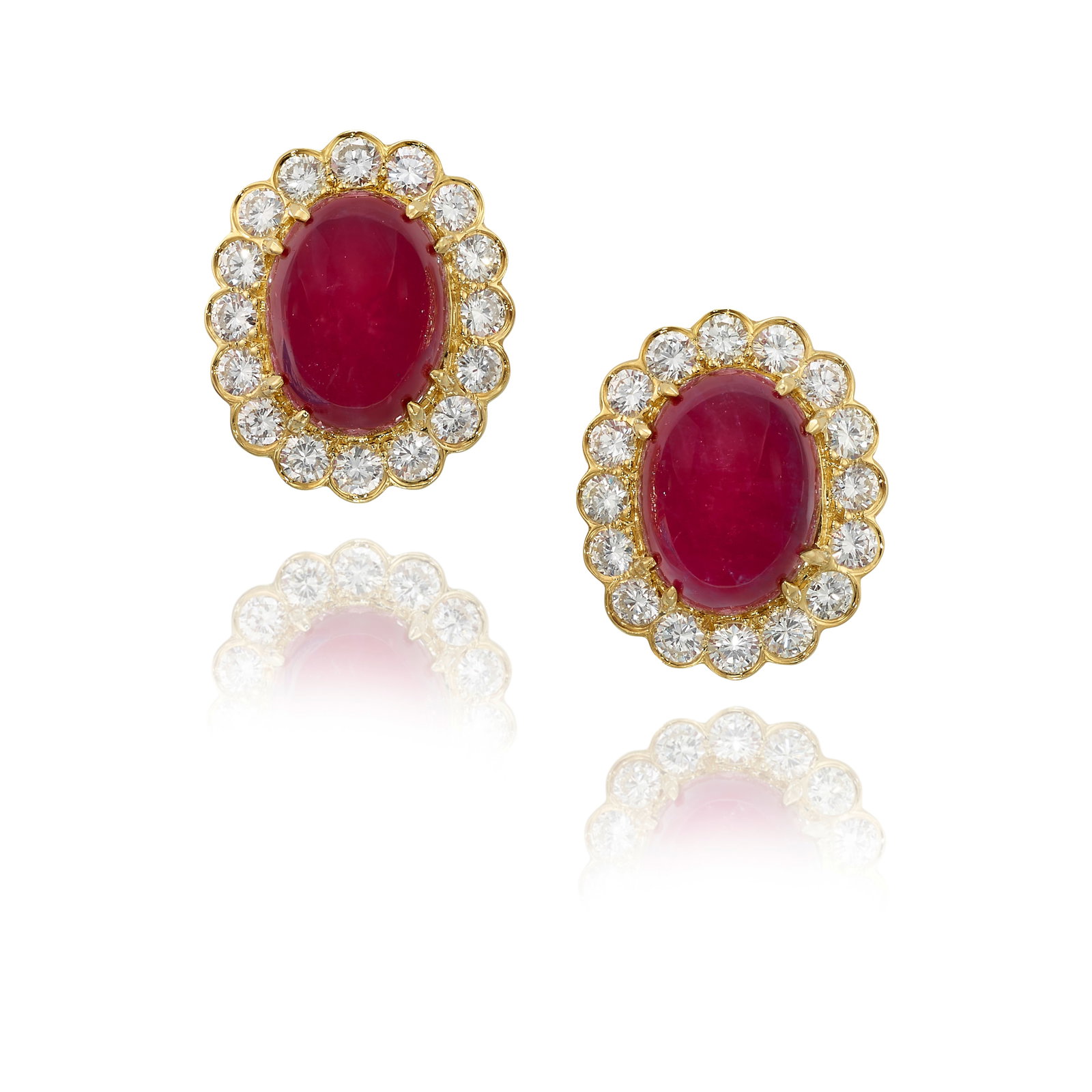 A PAIR OF 18K GOLD, RUBY AND DIAMOND EARCLIPS (1 of 1)