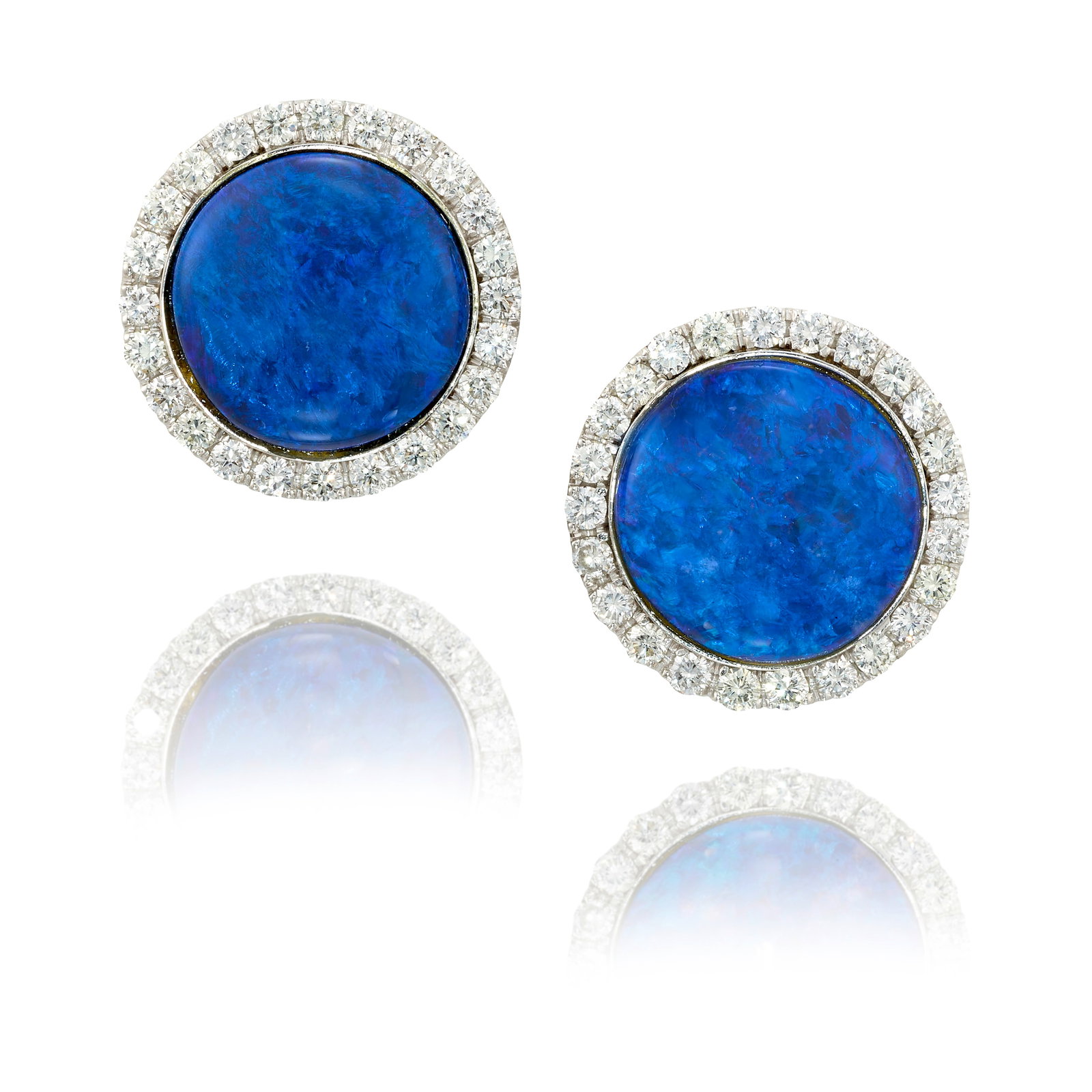 A PAIR OF OPAL AND DIAMOND EARRINGS (1 of 1)