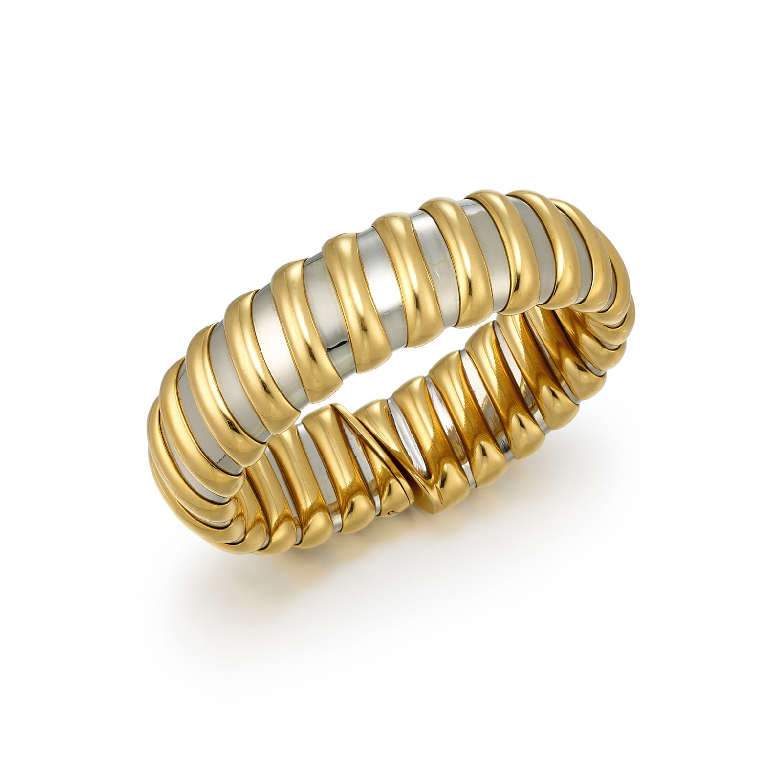 BULGARI: AN 18K GOLD AND STAINLESS STEEL BRACELET (1 of 1)