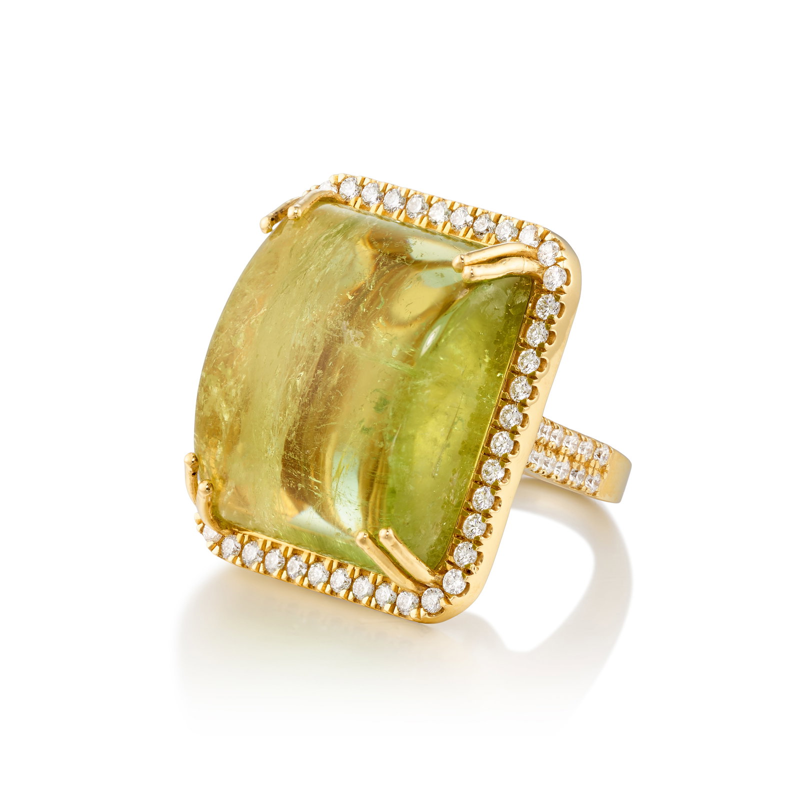 AN 18K GOLD, TOURMALINE AND DIAMOND RING (1 of 1)