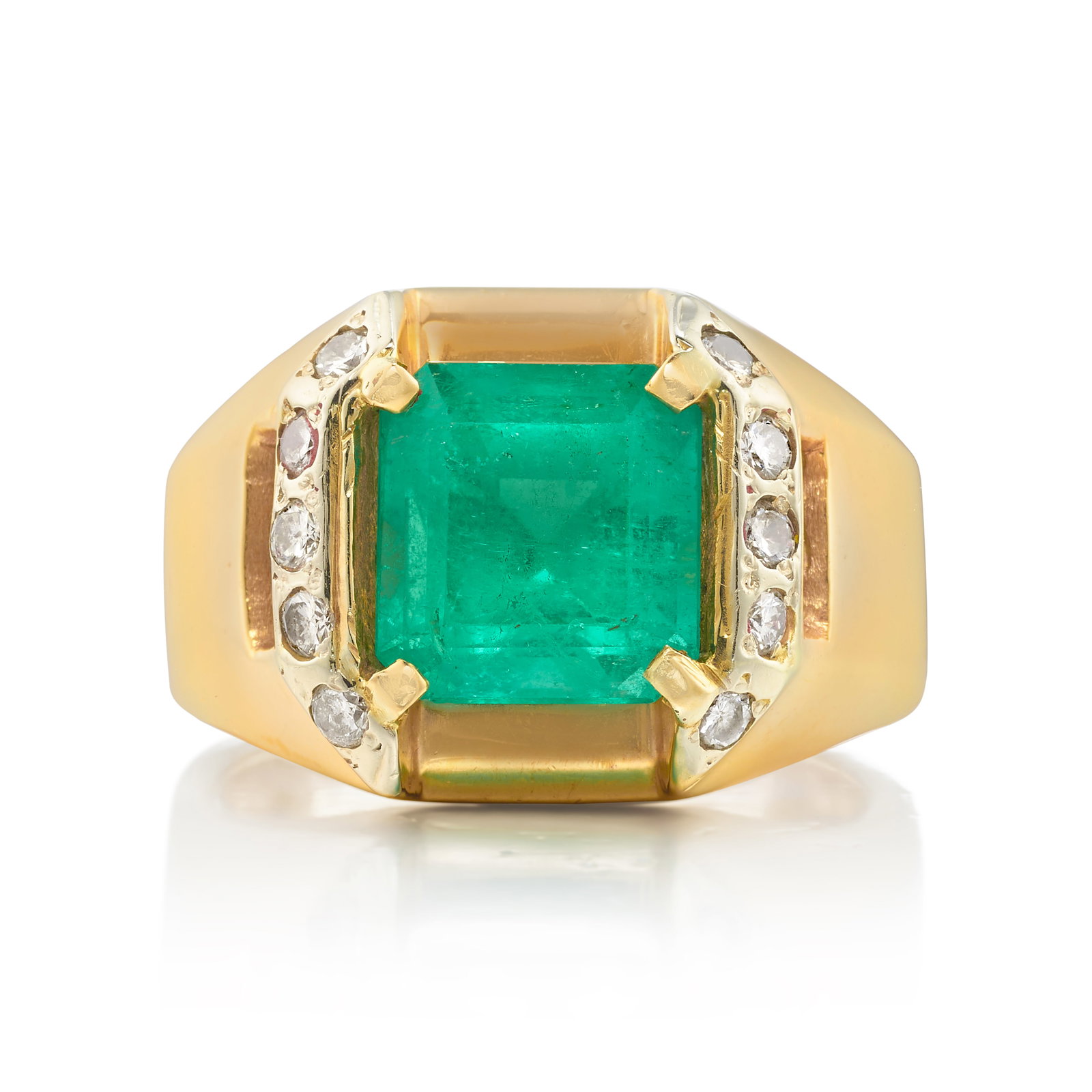 A 10K GOLD, EMERALD AND DIAMOND RING (1 of 1)