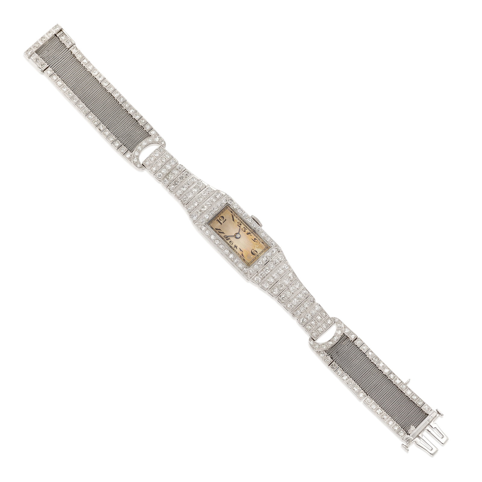 A PLATINUM AND DIAMOND WRISTWATCH, CIRCA 1920 (1 of 1)
