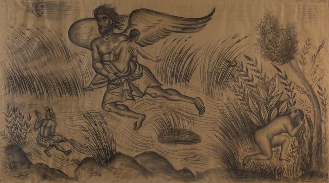 FOTIS KONTOGLOU (1895-1965) Le vent Voreas saisit Orithia qui se baigne dans la rivière Ili... (1 of 1)