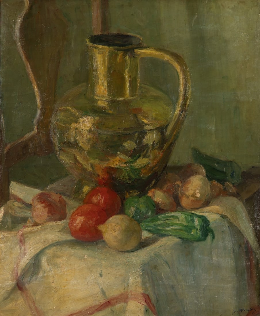 STELIOS MILIADIS (1881-1965) Nature morte, Paris: STELIOS MILIADIS (1881-1965) Nature morte, Paris signé « S. MILIADES » (en bas à droite) huile sur toile 62 x 52 cm. (24.4 × 20.5 in) Peint en 1914. Oil on canvas Footnotes: