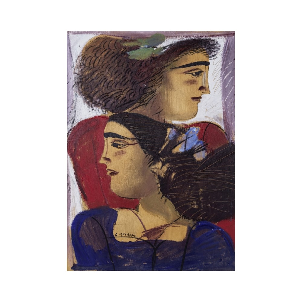 DIMITRIS MYTARAS (1934-2017) Deux femmes: DIMITRIS MYTARAS (1934-2017) Deux femmes Signé en grec (en bas á gauche) Huile sur toile 70 x 50cm (27.56 × 19.69 in) Oil on canvas This lot is subject to the following lot symbols: 