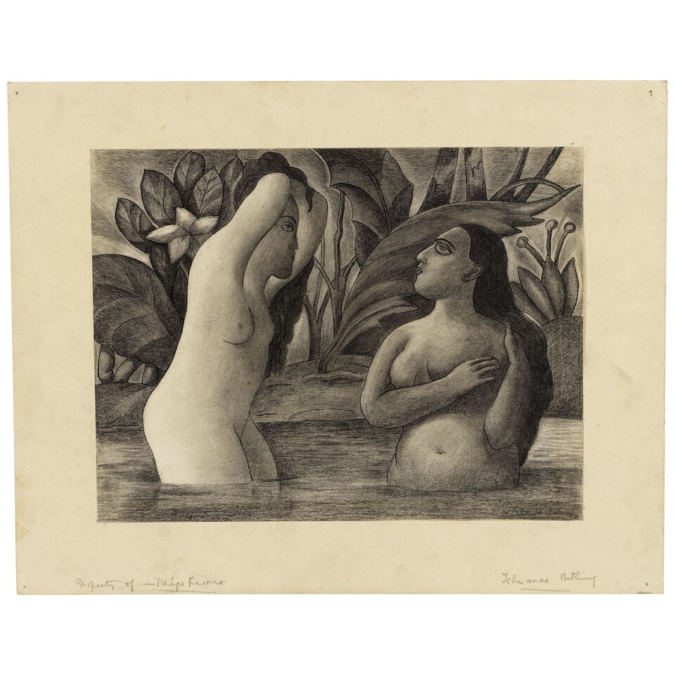 LUCRETIA VAN HORN (1882-1970) Tehuanas Bathing 11 x 14 in (27.9 x 35.6 cm) (Executed in circa 1926) - 2