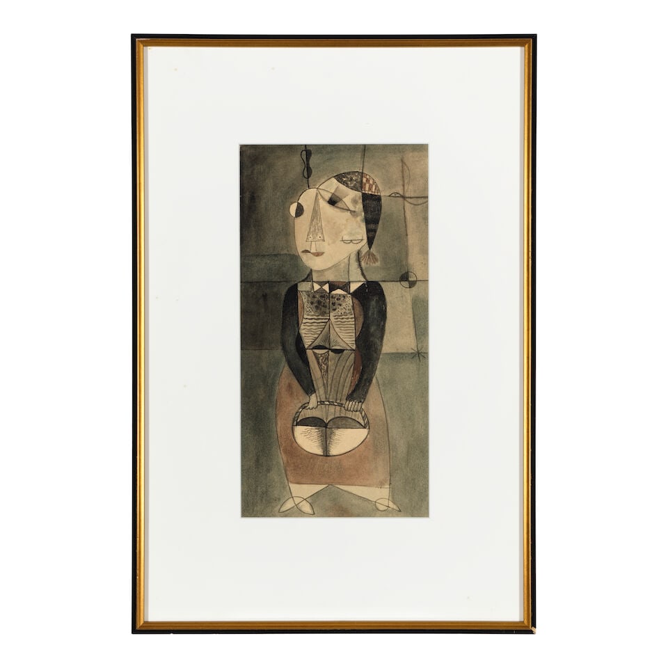 LUCRETIA VAN HORN (1882-1970) Untitled (Woman with Purse) sight: 15 1/4 x 7 3/4 in (38.7 x 19.7 ... - 2