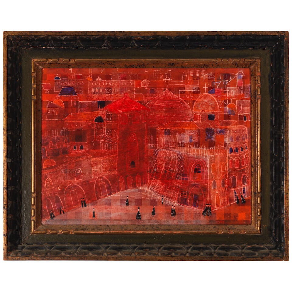 LUCRETIA VAN HORN (1882-1970) Untitled (Red Townscape) 11 7/8 x 15 7/8 in (30.2 x 40.3 cm) (Exec... - 2