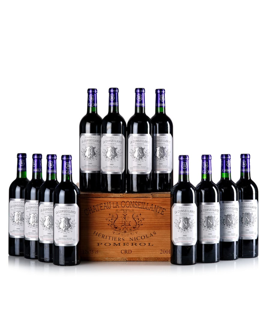 Château La Conseillante, 2001 (12x 750ml): Château La Conseillante, 2001 (12x 750ml) Region: Bordeaux Label: 3x slightly nicked Packaging: owc For further information on this lot please visit Bonhams.com For further information about this