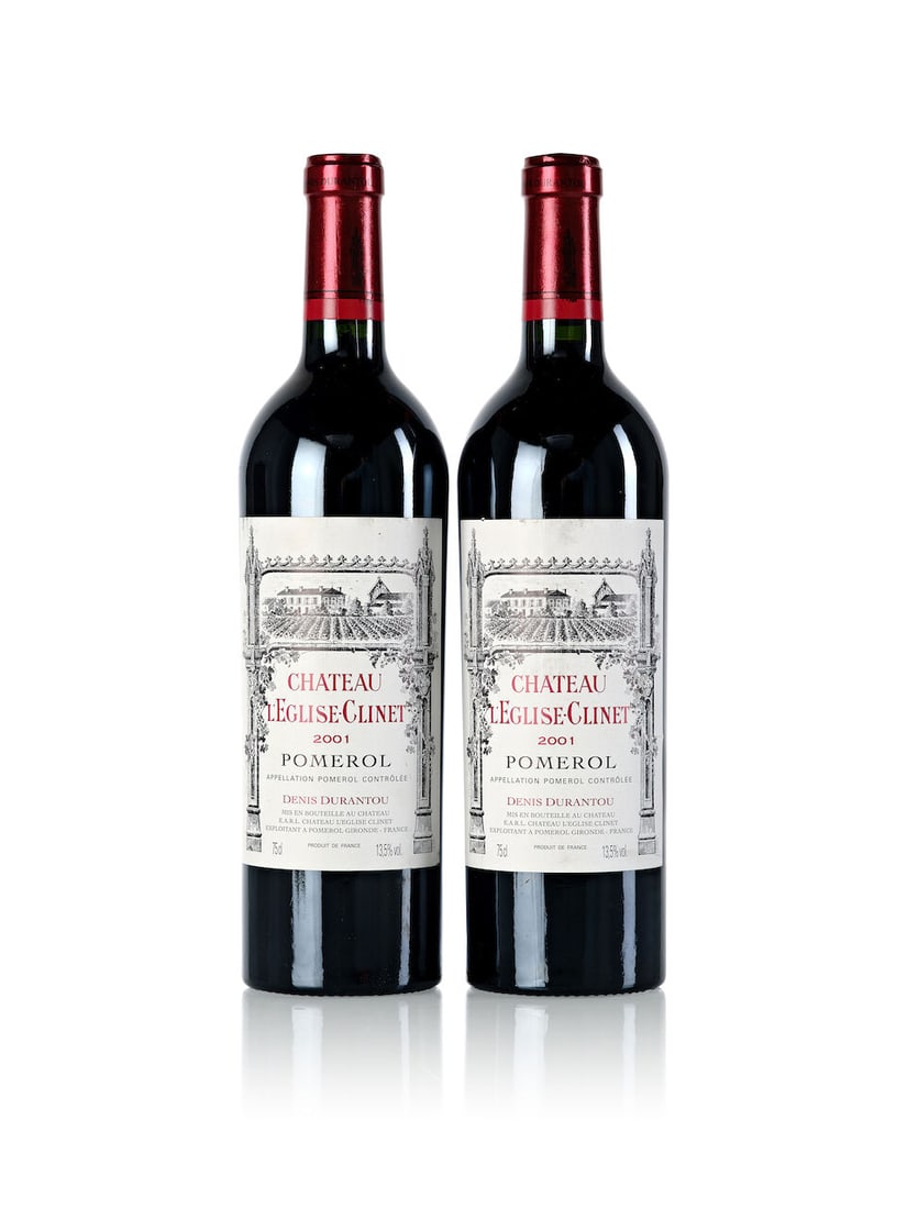 Château L'Eglise Clinet, 2001 (2x 750ml): Château L'Eglise Clinet, 2001 (2x 750ml) Region: Bordeaux Label: 1x slightly nicked, 2x scuffed For further information on this lot please visit Bonhams.com For further information about this