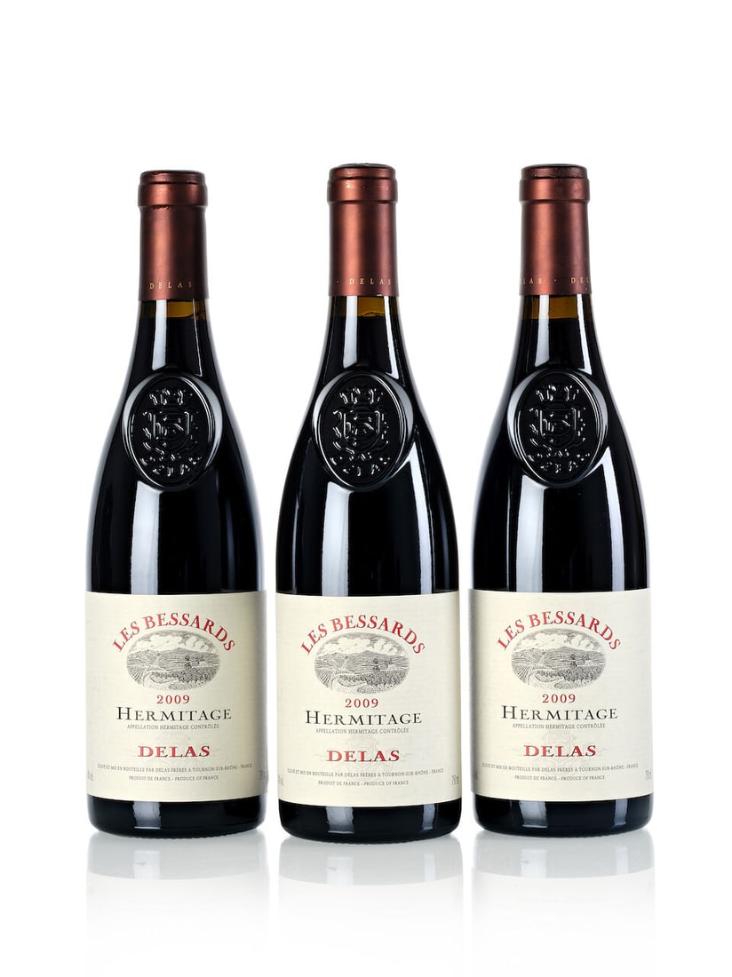 Delas Frères Hermitage Les Bessards, 2009 (3x 750ml): Delas Frères Hermitage Les Bessards, 2009 (3x 750ml) Region: Rhone Valley Label: 2x slightly marked For further information on this lot please visit Bonhams.com For further information about this