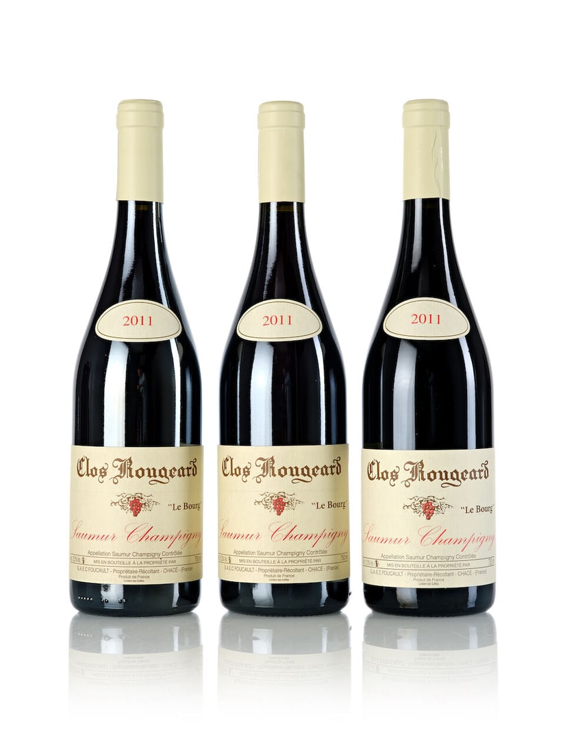 Clos Rougeard Saumur Champigny Le Bourg, 2011 (3x 750ml): Clos Rougeard Saumur Champigny Le Bourg, 2011 (3x 750ml) Region: Loire Label: 1x slightly nicked For further information on this lot please visit Bonhams.com For further information about this lot ple