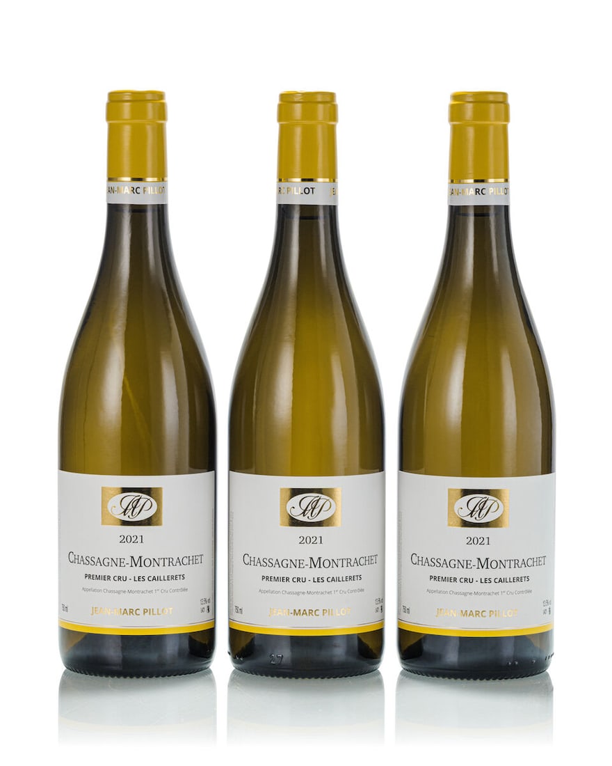 Domaine Jean Marc Pillot Chassagne Montrachet Les Caillerets, 2021 (3x 750ml): Domaine Jean Marc Pillot Chassagne Montrachet Les Caillerets, 2021 (3x 750ml) Region: Burgundy For further information on this lot please visit Bonhams.com For further information about this lot pleas