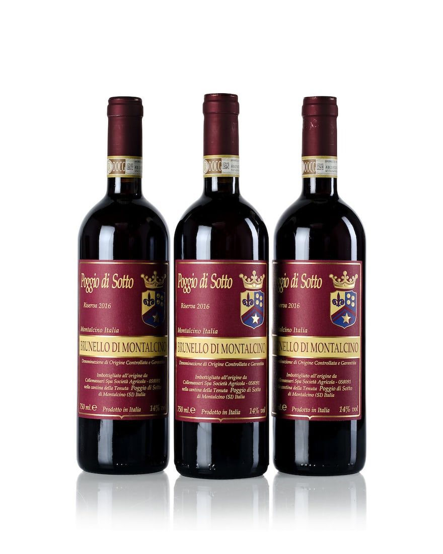 Poggio di Sotto Brunello di Montalcino Riserva, 2016 (12x 750ml): Poggio di Sotto Brunello di Montalcino Riserva, 2016 (12x 750ml) Region: Italy Packaging: 2owc6 For further information on this lot please visit Bonhams.com For further information about this lot