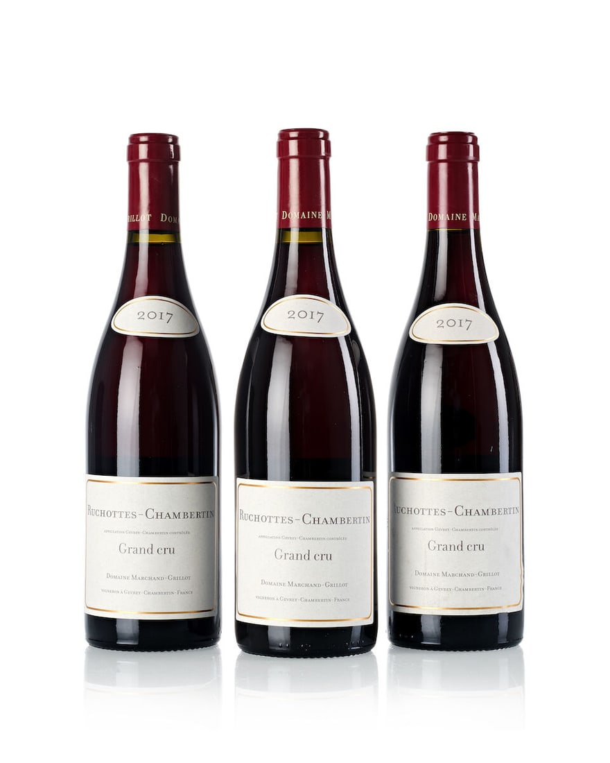 Domaine Marchand Grillot Ruchottes Chambertin, 2017 (6x 750ml): Domaine Marchand Grillot Ruchottes Chambertin, 2017 (6x 750ml) Region: Burgundy Label: 1x scuffed vintage tag, 1x slightly scuffed, 1x scuffed, 1x slightly torn For further information on this lot ple