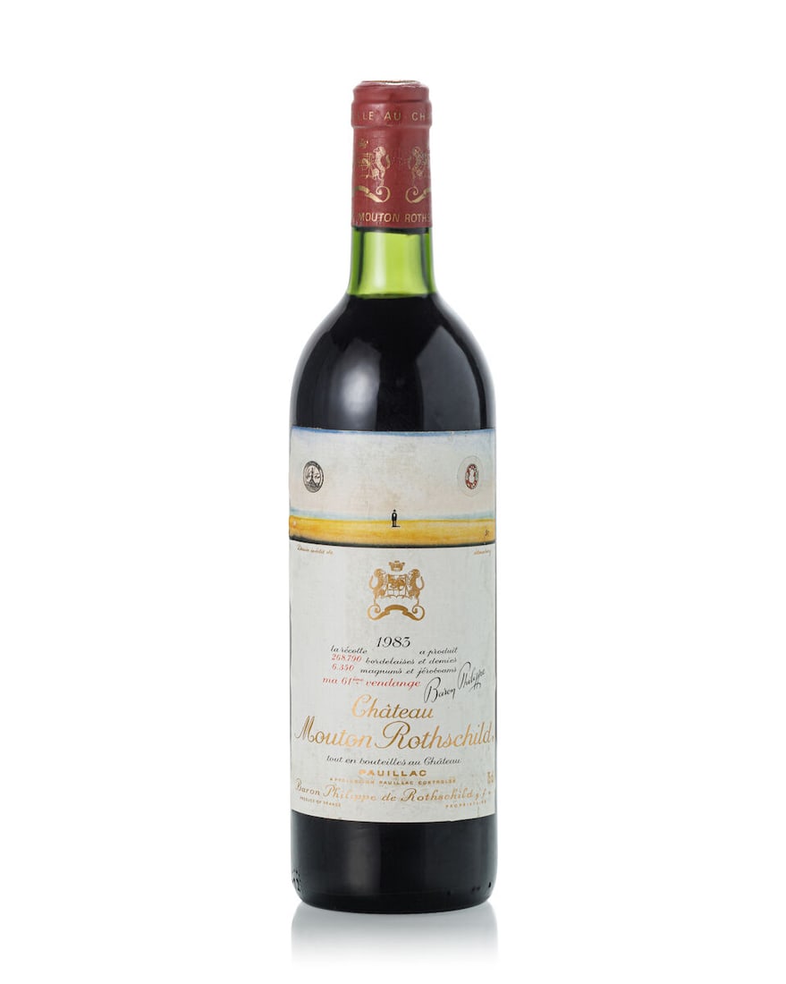 Château Mouton Rothschild, 1983 (1x 750ml): Château Mouton Rothschild, 1983 (1x 750ml) Region: Bordeaux Fill Level: base neck Capsule: slightly oxidised Label: slightly bin-soiled and slightly wrinkled For further information on this lot p