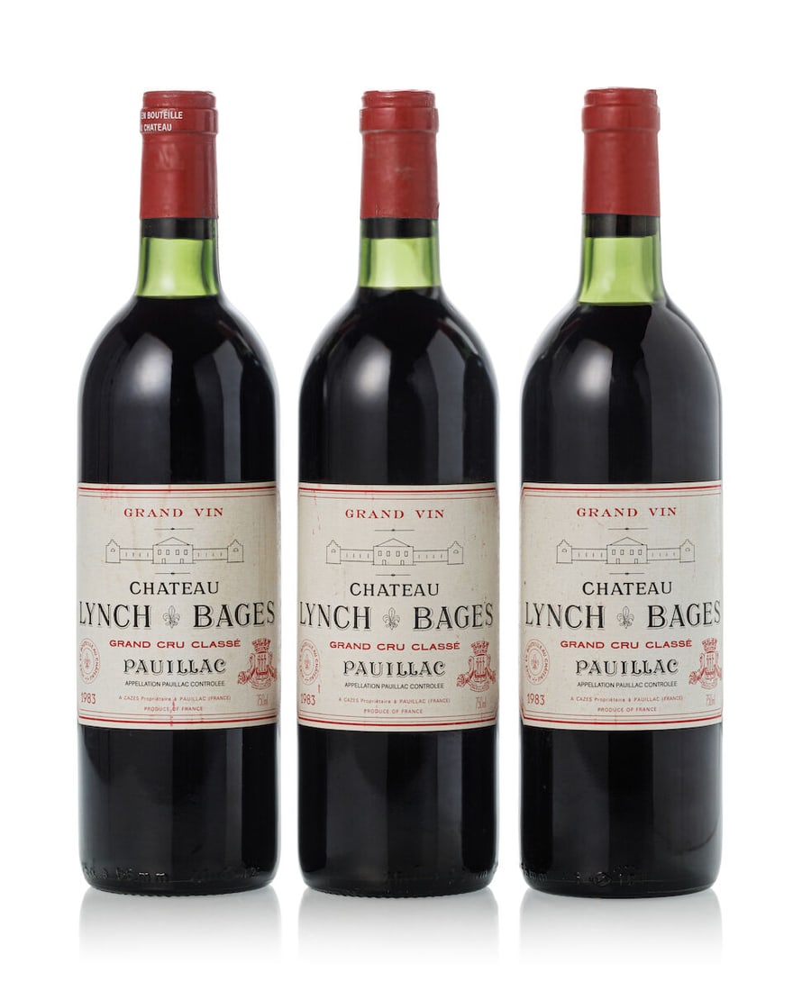 Château Lynch Bages, 1983 (12x 750ml): Château Lynch Bages, 1983 (12x 750ml) Region: Bordeaux Fill Level: 5x base neck, 6x very top shoulder, 1x top shoulder Capsule: 3x slightly wrinkled, 5x slightly oxidised, 2x slightly