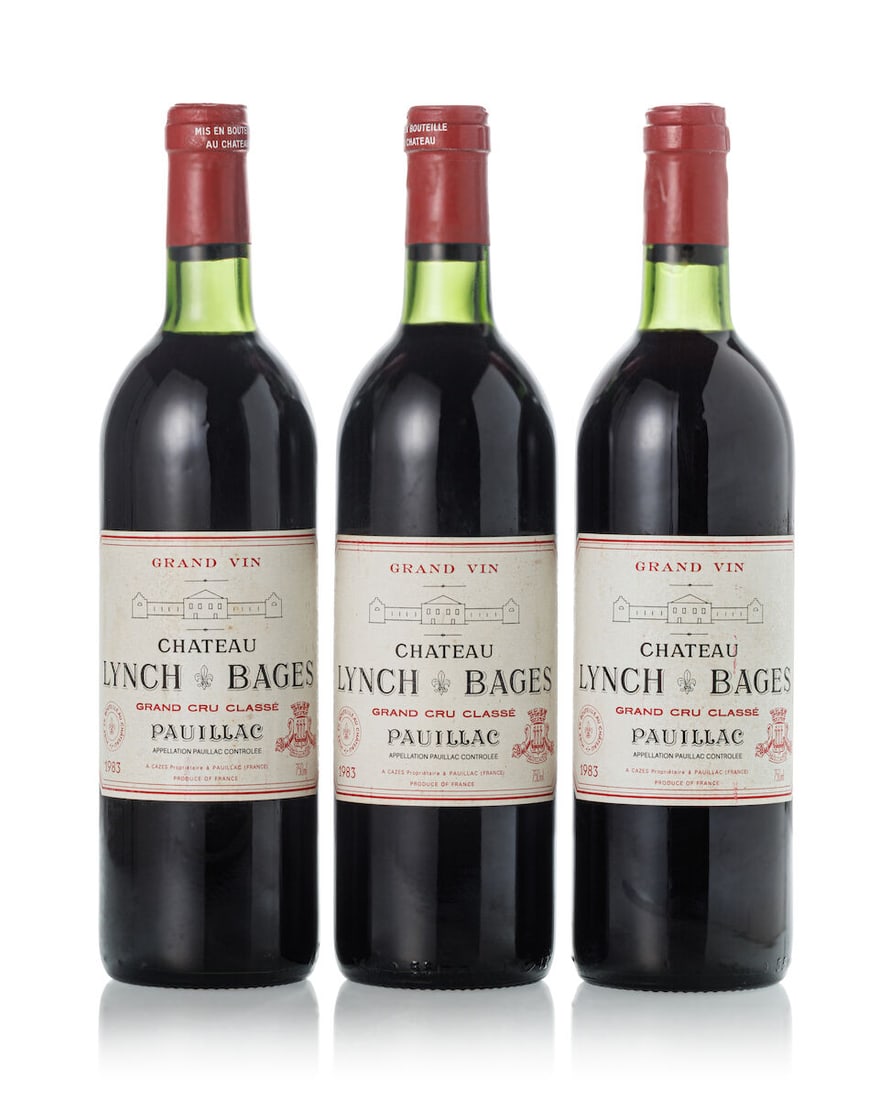 Château Lynch Bages, 1983 (12x 750ml): Château Lynch Bages, 1983 (12x 750ml) Region: Bordeaux Fill Level: 9x base neck, 3x very top shoulder Capsule: 4x slightly oxidised, 3x slightly scuffed, 2x nicked, 2x slightly torn Cork: 2x slig