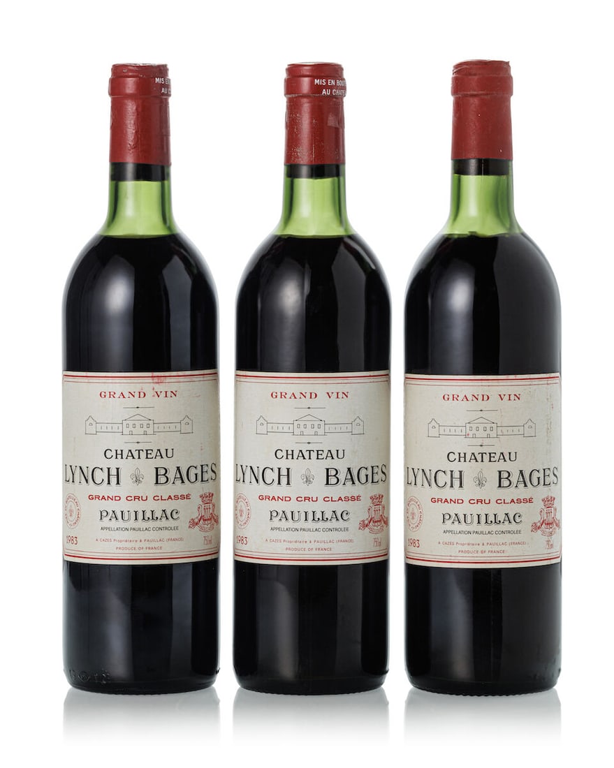 Château Lynch Bages, 1983 (12x 750ml): Château Lynch Bages, 1983 (12x 750ml) Region: Bordeaux Fill Level: 2x base neck, 8x very top shoulder, 2x top shoulder Capsule: 11x slightly oxidised, 1x oxidised, 2x nicked, 1x torn, 3x slightly