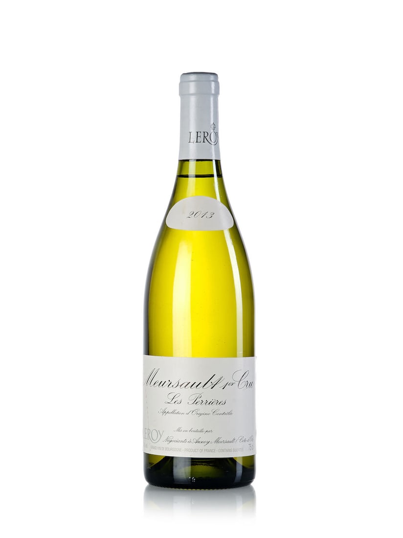 Maison Leroy Meursault Les Perrières, 2013 (1x 750ml): Maison Leroy Meursault Les Perrières, 2013 (1x 750ml) Region: Burgundy Capsule: slightly scuffed Cork: signs of old seepage Label: slightly stained vintage tag, scuffed, slightly scuffed back lab