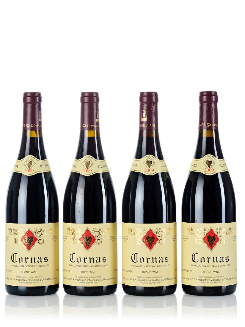 Auguste Clape Cornas, 2009 (12x 750ml): Auguste Clape Cornas, 2009 (12x 750ml) Region: Rhone Valley Label: 1x slightly marked, 1x slightly nicked Packaging: oc For further information on this lot please visit Bonhams.com For further