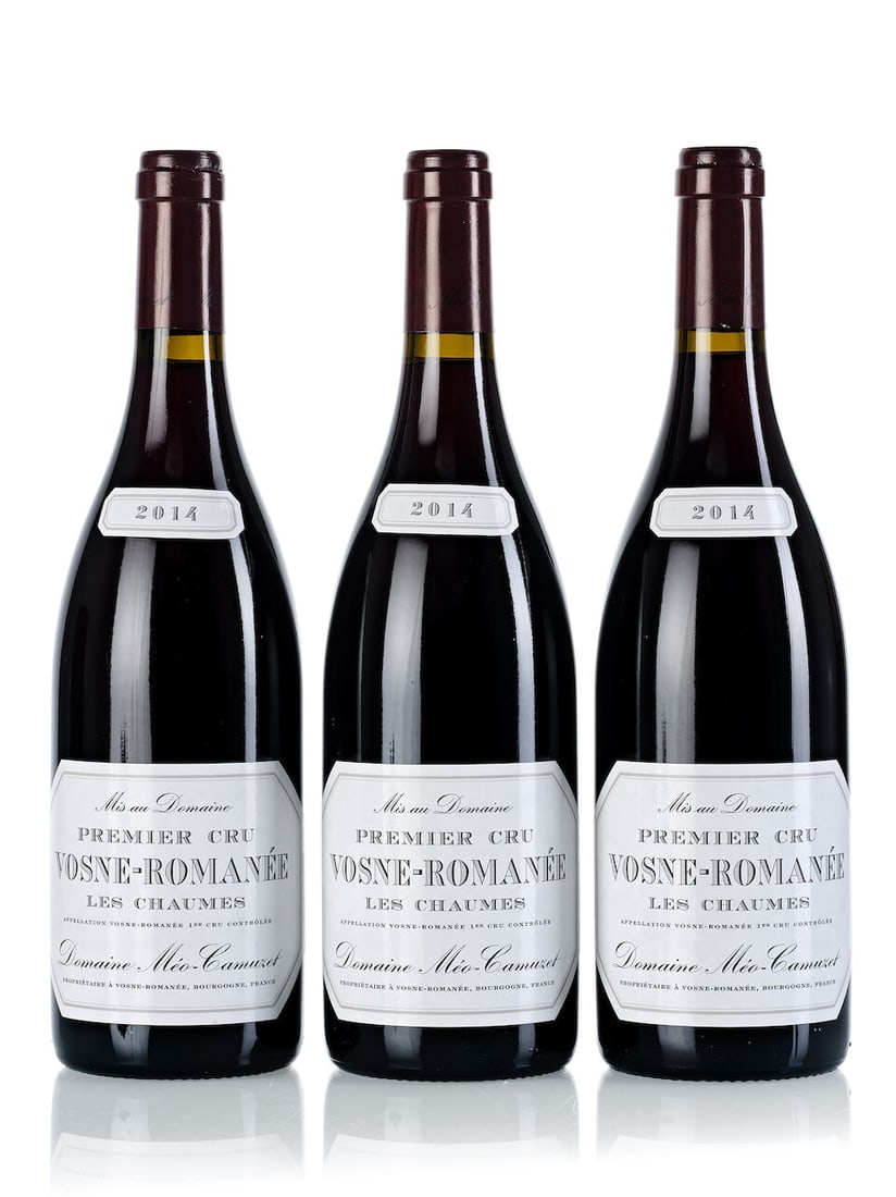 Domaine Méo-Camuzet Vosne Romanée Les Chaumes, 2014 (3x 750ml): Domaine Méo-Camuzet Vosne Romanée Les Chaumes, 2014 (3x 750ml) Region: Burgundy Label: 1x slightly marked For further information on this lot please visit Bonhams.com For further