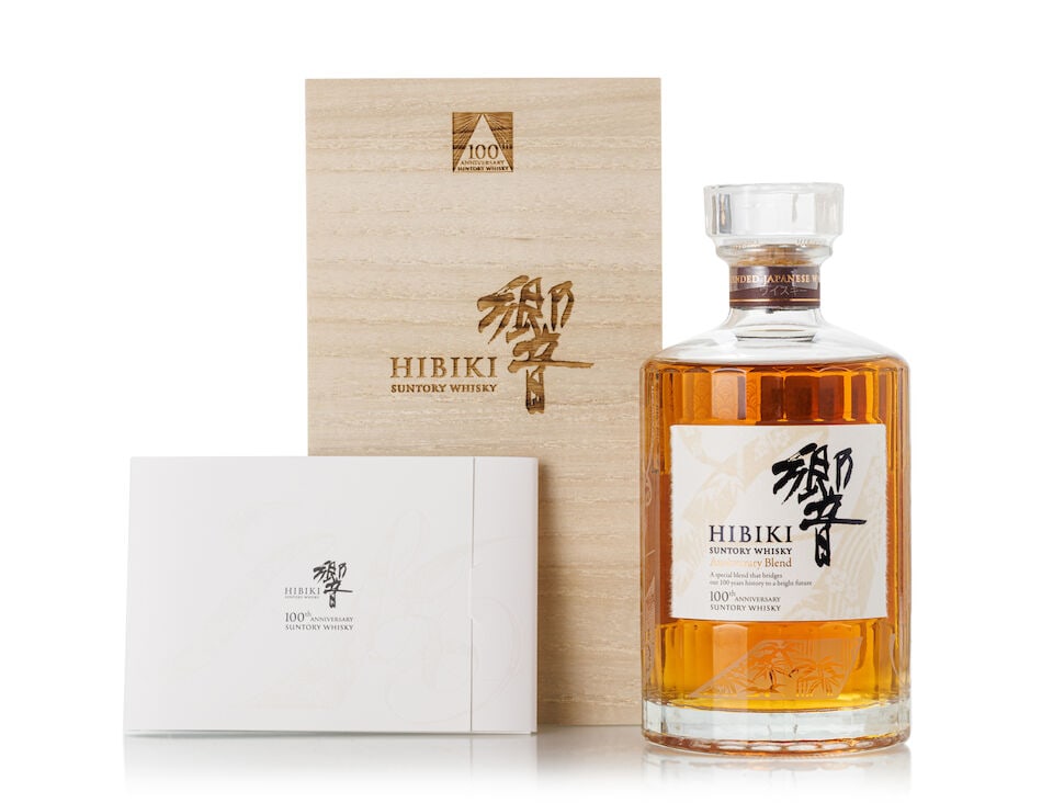 響 Hibiki 100th Anniversary Blend (1x 700ml): 響 Hibiki 100th Anniversary Blend (1x 700ml) Region: Japan Label: good label Packaging: original wooden case with outer carton Alcohol content: 43% ABV Notes: Produced by Suntory Limited.