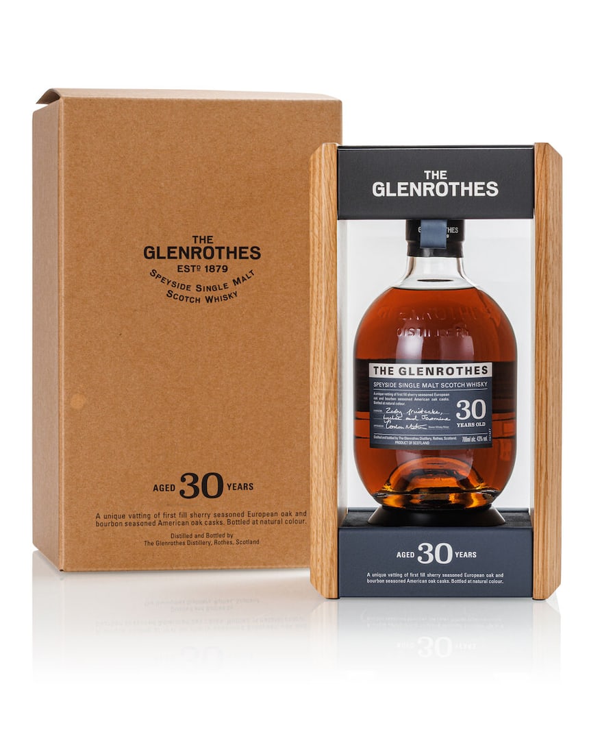 Glenrothes 30 Year Old, NV (1x 700ml): Glenrothes 30 Year Old, NV (1x 700ml) Region: Speyside Label: good label Packaging: original wooden presentation case Alcohol content: 43% ABV Notes: distilled and Bottled by The Glenrothes