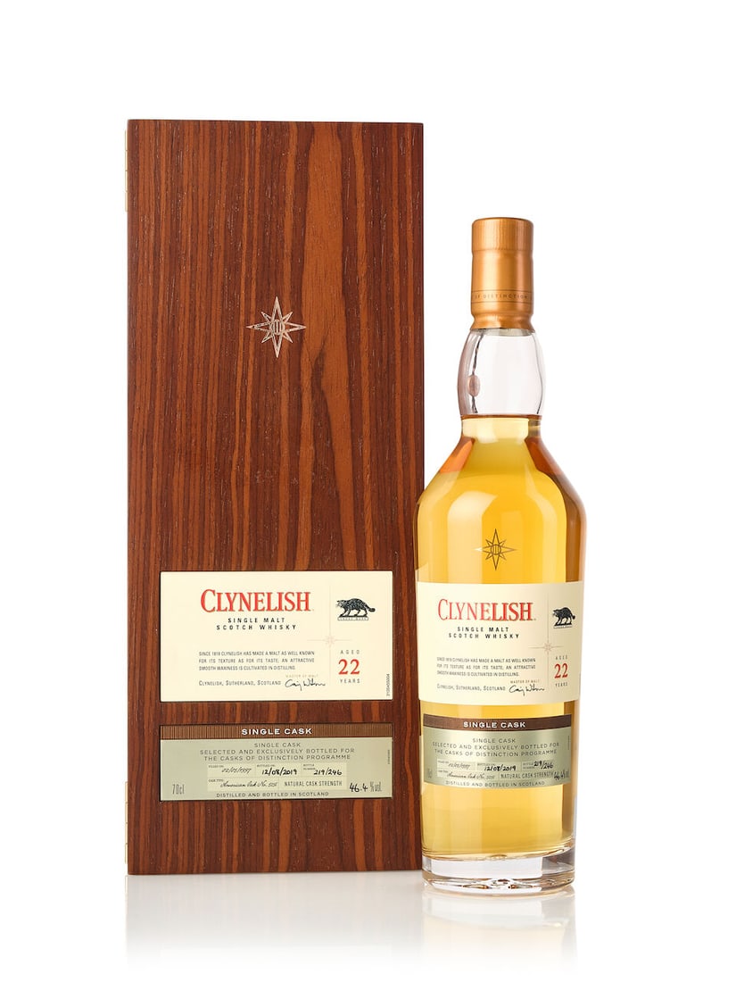 Clynelish Casks Of Distinction 22 Year Old, 1997 (1x 700ml): Clynelish Casks Of Distinction 22 Year Old, 1997 (1x 700ml) Region: Highland Fill Level: base neck Label: good label Packaging: original case Alcohol content: 46.4% ABV Notes: distilled 2 May 1997 and