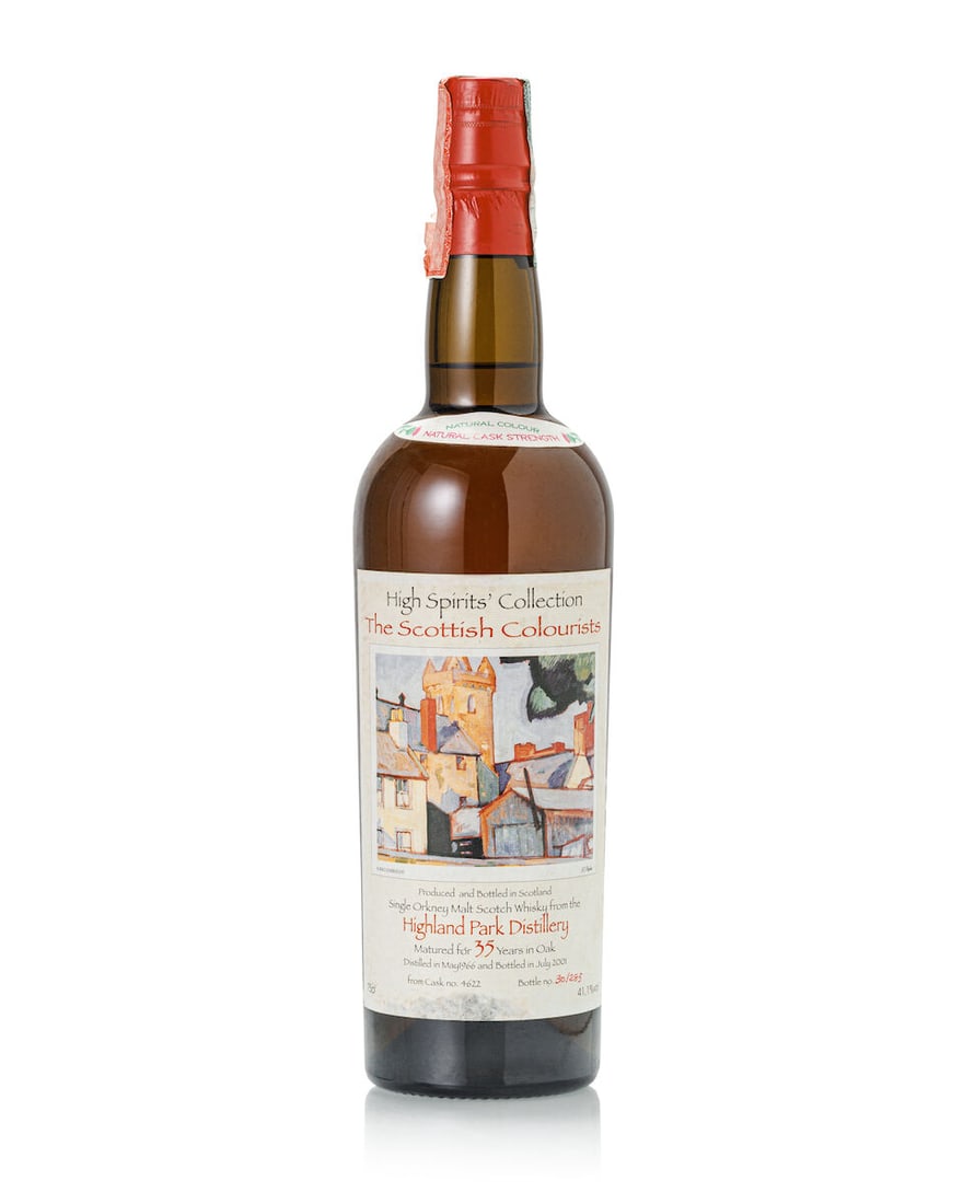 Highland Park 35 Year Old Cask #4622 The Scottish Colourists, 1966 (1x 750ml): Highland Park 35 Year Old Cask #4622 The Scottish Colourists, 1966 (1x 750ml) Region: Orkney Fill Level: into neck Capsule: slightly scuffed capsule Label: scuffed and bin-soiled label, bin-soiled bac