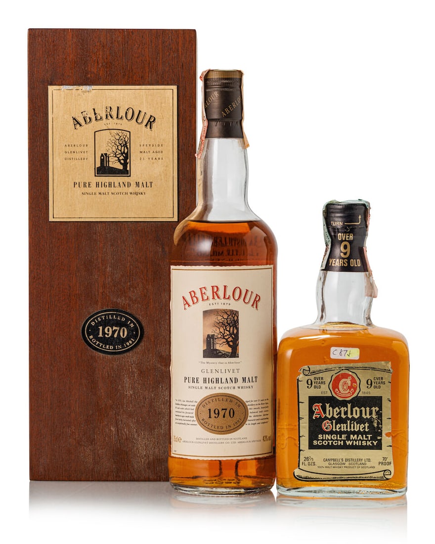 Aberlour-Glenlivet Over 9 Years Old (1x 750ml) Aberlour-Glenlivet, 1970 (1x 750ml) (1 of 3)
