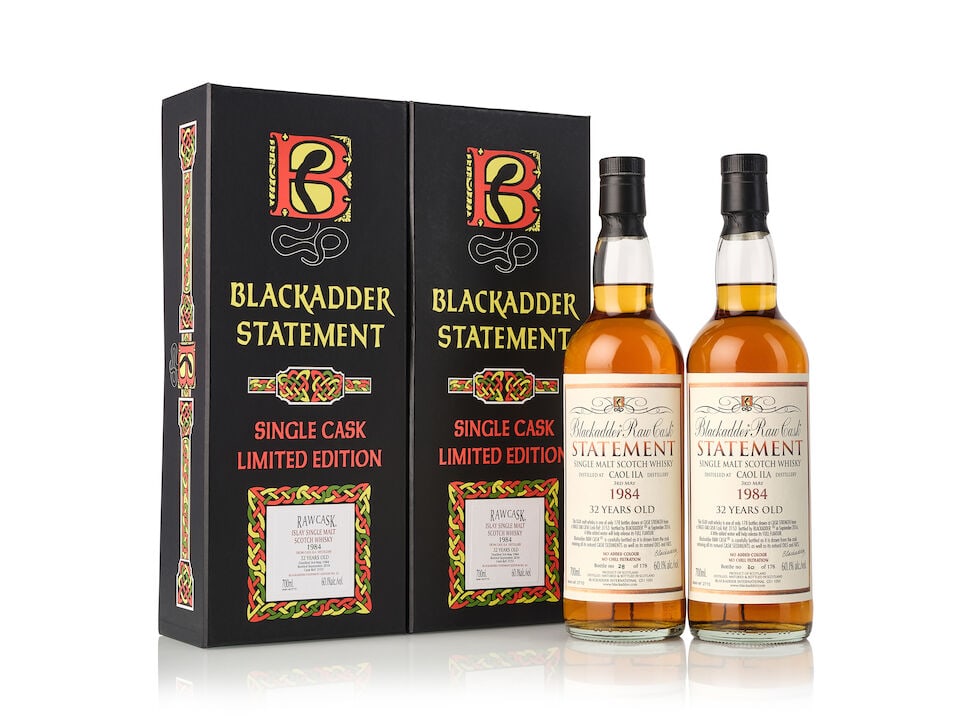 Caol Ila 32 Year Old Blackadder Raw Cask #3153, 1984 (2x 700ml): Caol Ila 32 Year Old Blackadder Raw Cask #3153, 1984 (2x 700ml) Region: Islay Fill Level: 2x base neck Label: 1x good label, 1x slightly scuffed label Packaging: 2x original cartons with
