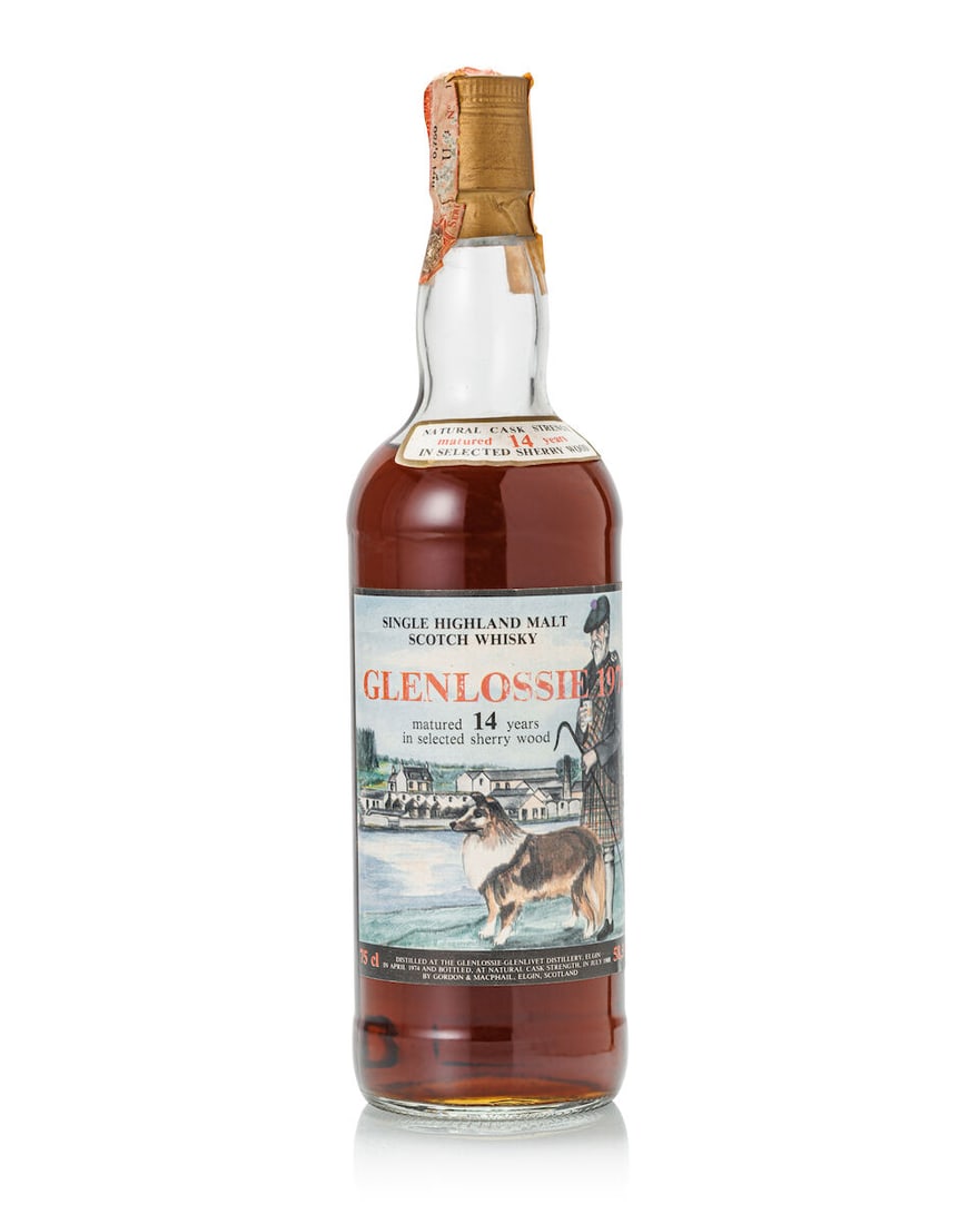 Glenlossie 14 Year Old Intertrade, 1974 (1x 750ml): Glenlossie 14 Year Old Intertrade, 1974 (1x 750ml) Region: Speyside Fill Level: mid shoulder Label: scuffed front and neck labels Alcohol content: 58.5% ABV Notes: bottled July 1988 by Gordon & Macpha